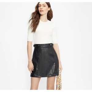 Ted Baker XL Koco Utility Dress White Knit Black Leather Zip Detail Utility…